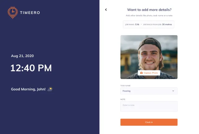 timeero's face recognition time clock