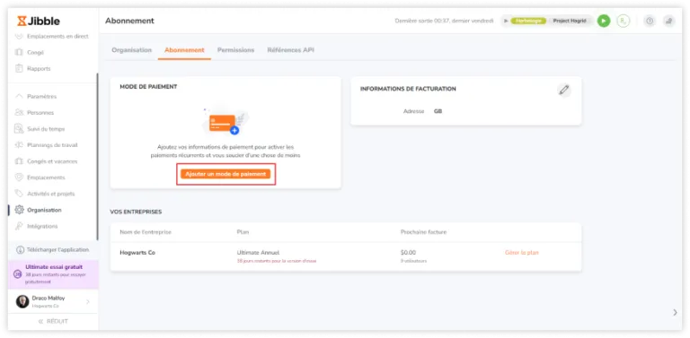 Add payment method to subscribe to a paid plan
