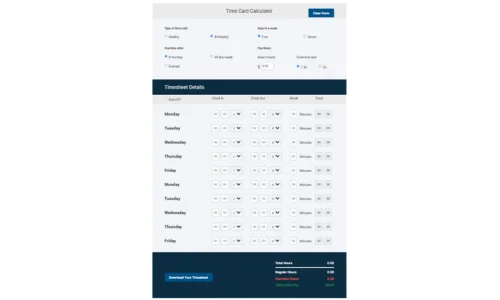 Calcolatore di cartellini di ClockShark