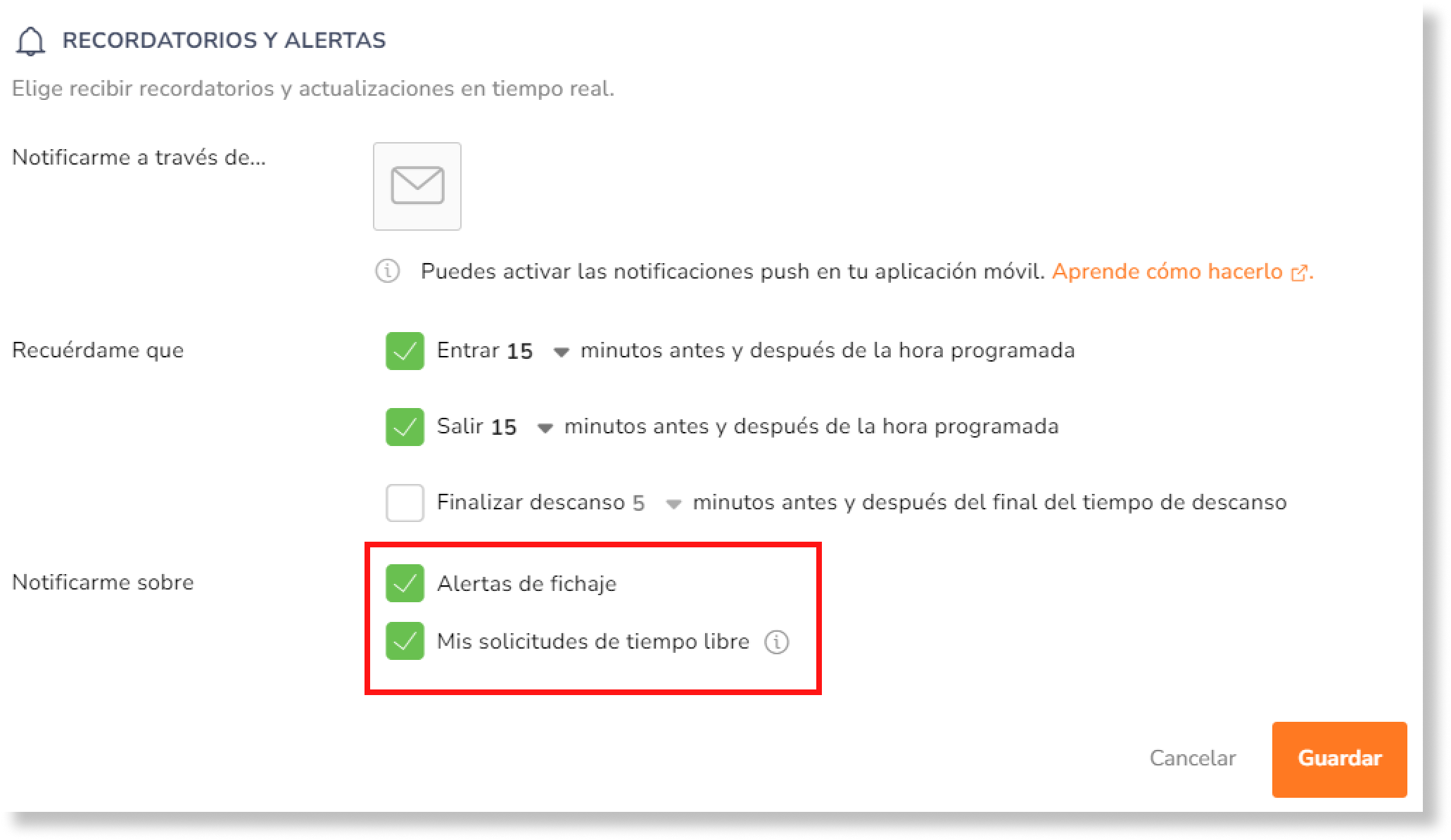 Los gerentes verán dos configuraciones, Mis solicitudes de tiempo libre y Solicitudes de tiempo libre de miembros gestionados.