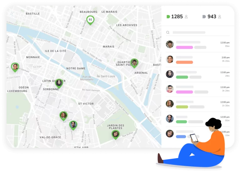 Visualisation de l'emplacement de vos employés directement sur une carte