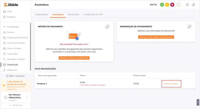 Manage subscription plan