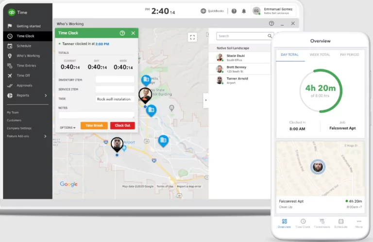 Tracciamento del tempo con localizzazione GPS di Quickbooks