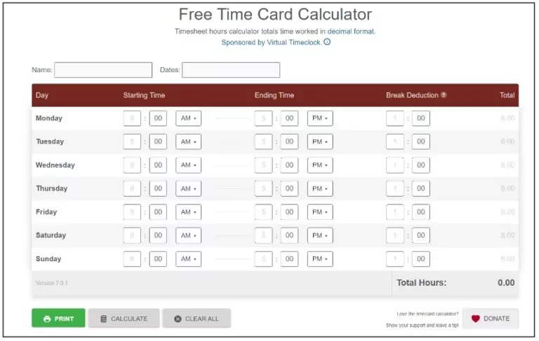 Calcolatore di cartellini Redcort