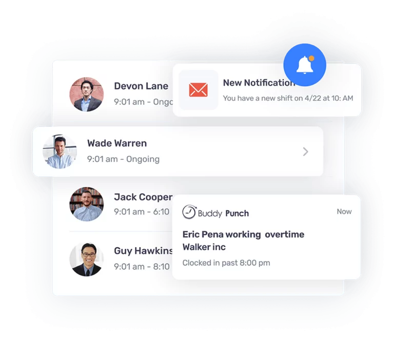 Notifiche di Buddy Punch relative ai dipendenti