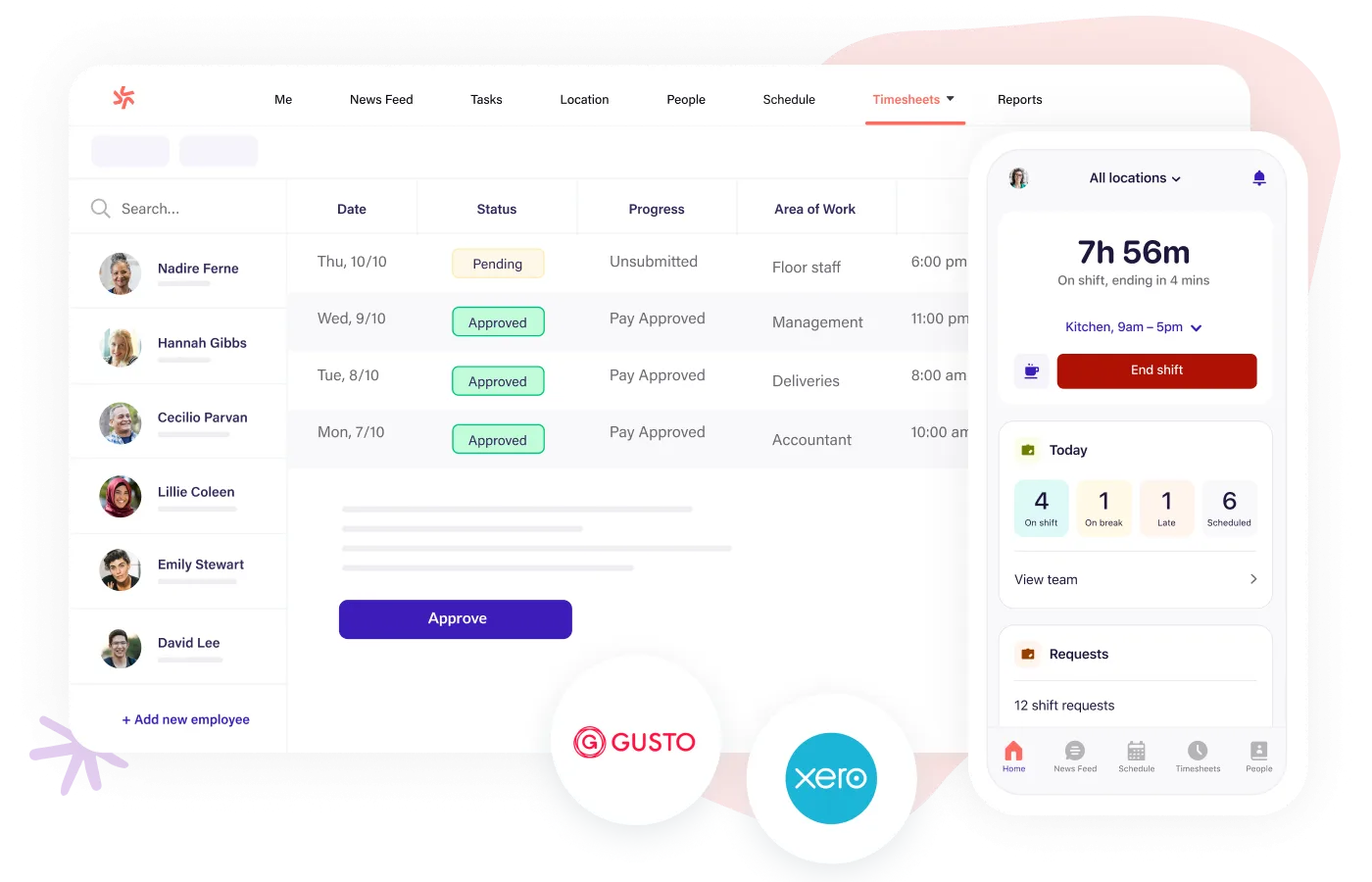 Deputy web and mobile time and attendance dashboard