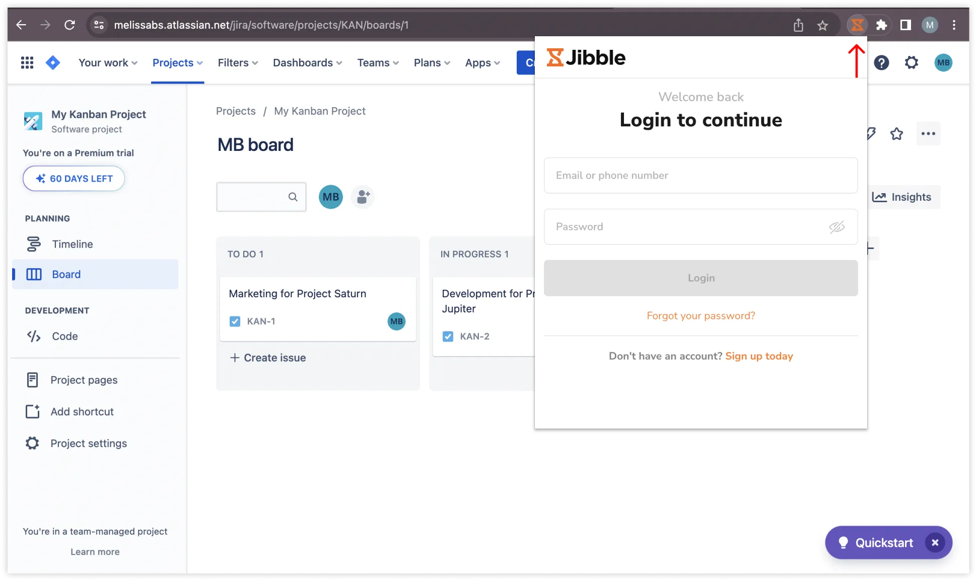 Chrome에서 Jibble 시간 추적 확장 프로그램에 액세스