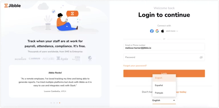 Lista języków na stronie logowania w aplikacji internetowej.