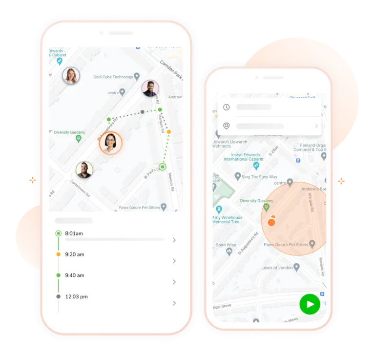 GPS tracking app on mobile devices