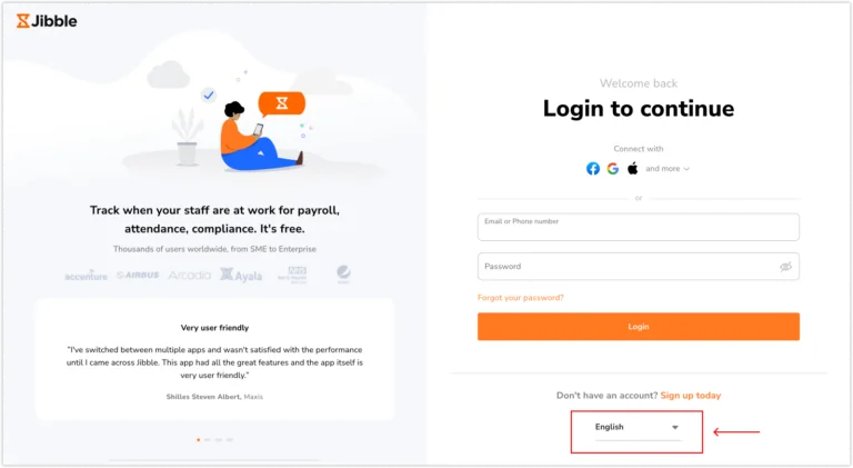 Language setting on login webpage