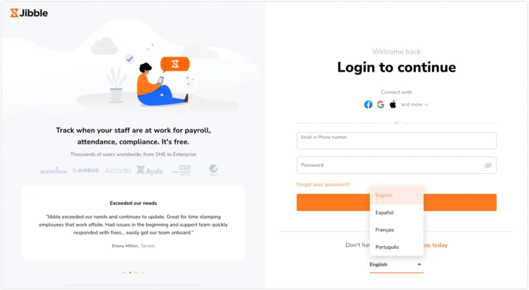 Language setting on login webpage