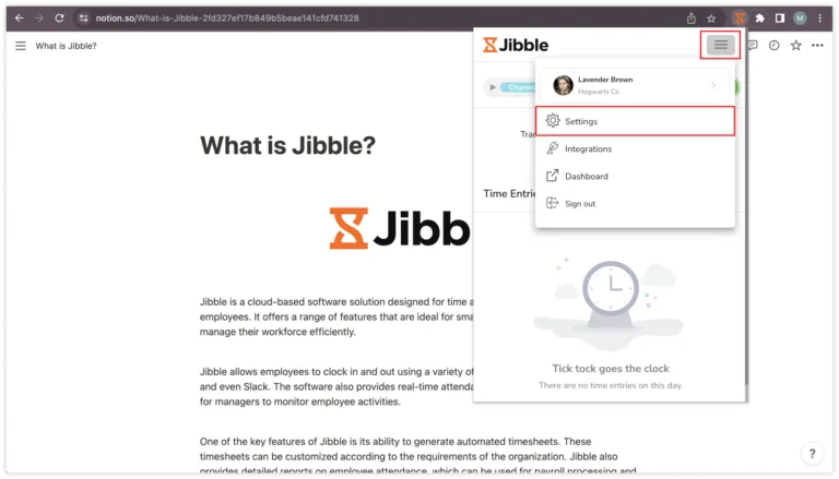 Accessing settings on chrome extension Notion