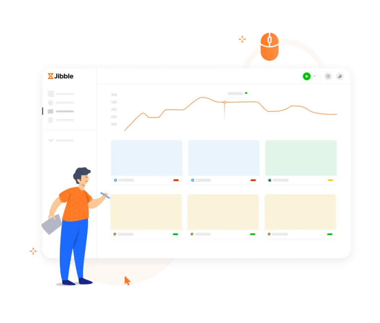 Monitor mouse clicks and keyboard strokes on Windows desktops and laptops with Jibble's desktop time tracker