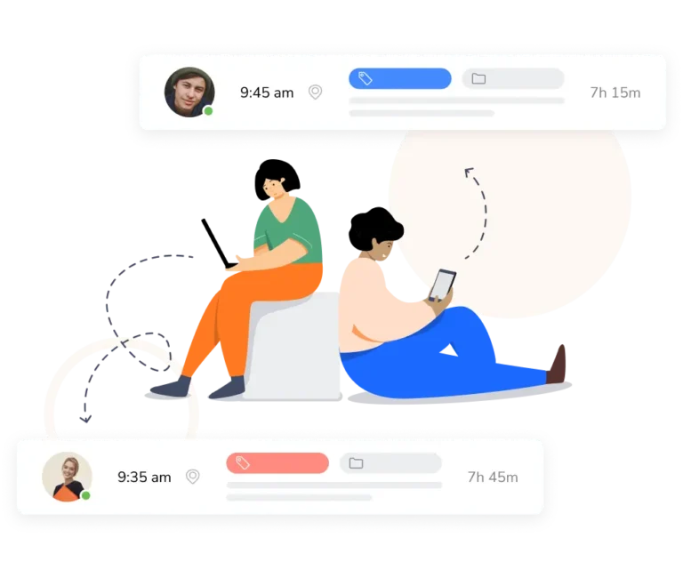 Time management cartoon illustration for Jibble