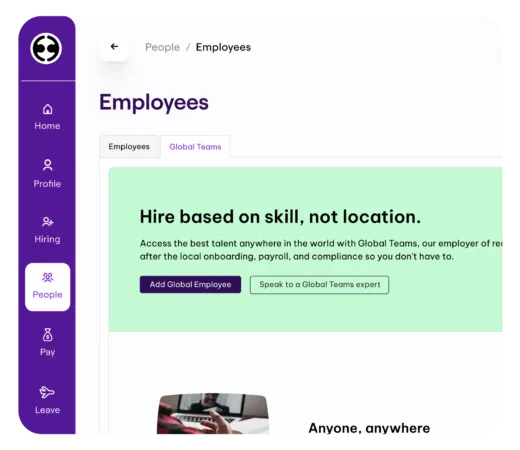 View of the employee tab inside Employment Hero's HR software.