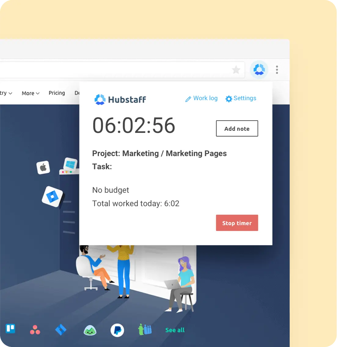 Time tracker per Chrome di Hubstaff.