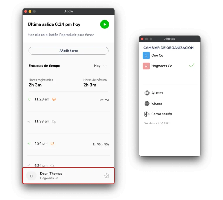 Accessing settings on the desktop app