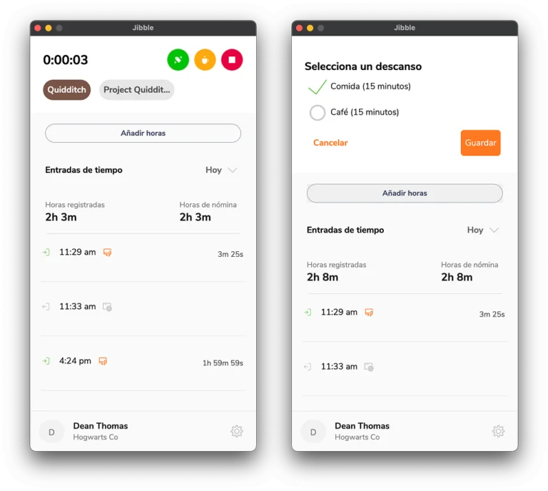 Starting a break on desktop app