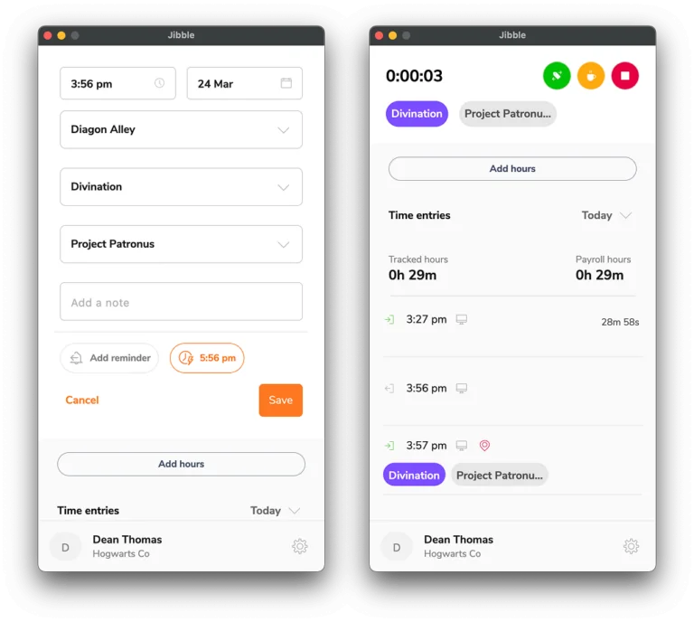 Tracking time with activity and project. Employee computer monitoring software.