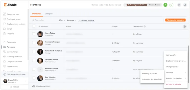 Cliquer sur "Attribuer" pour assigner des membres à des entités