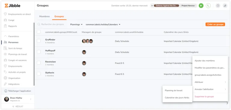 Cliquer sur "Annuler l'attribution" pour désassigner des groupes d'entités