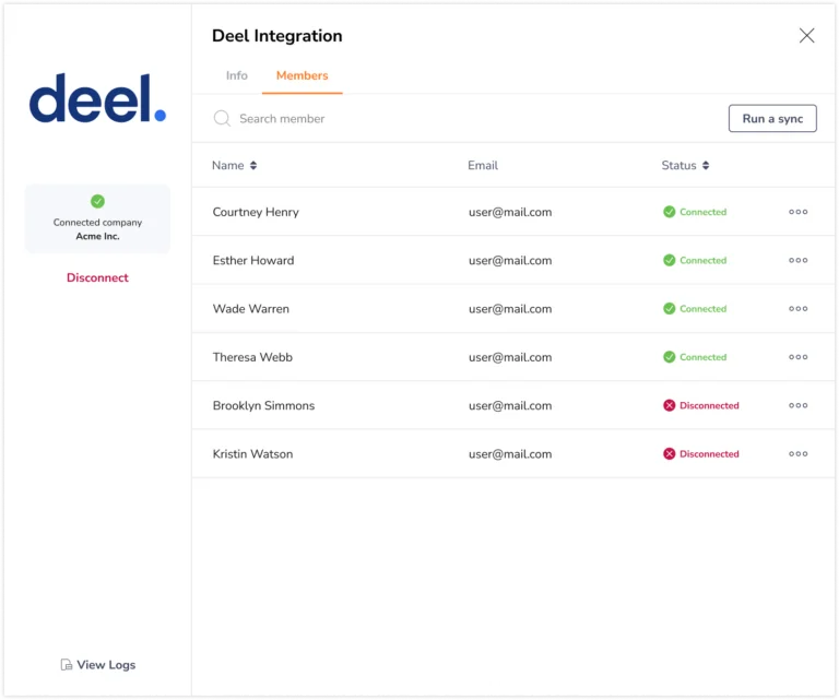 Deel members integration detail