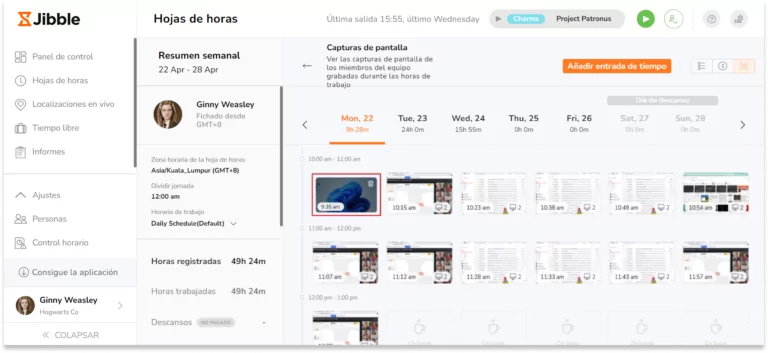 Para eliminar una captura de pantalla, pasa el ratón por encima de la que deseas eliminar.