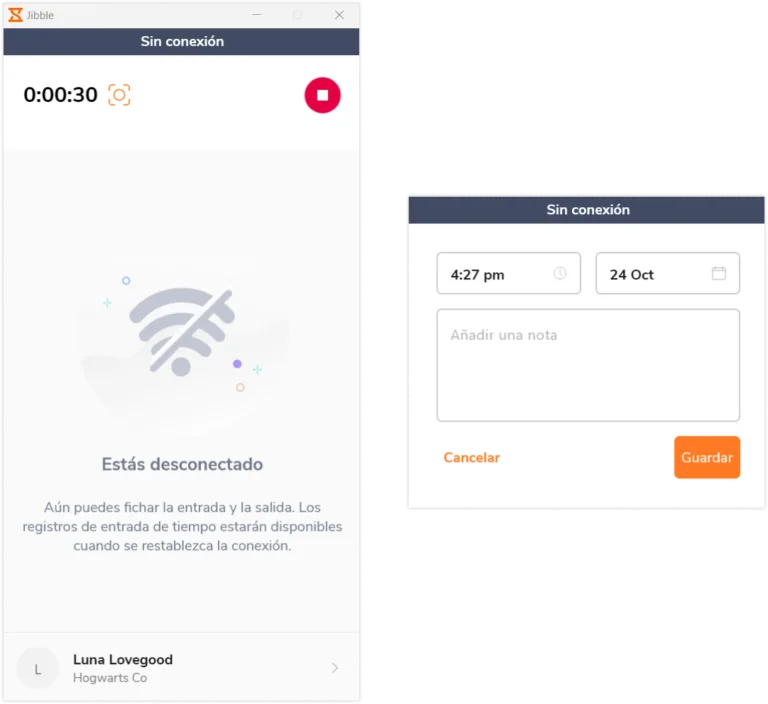 Clocking out on desktop app via offline mode