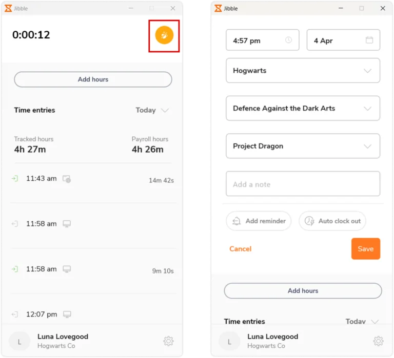 Ending breaks using Jibble's desktop time tracker