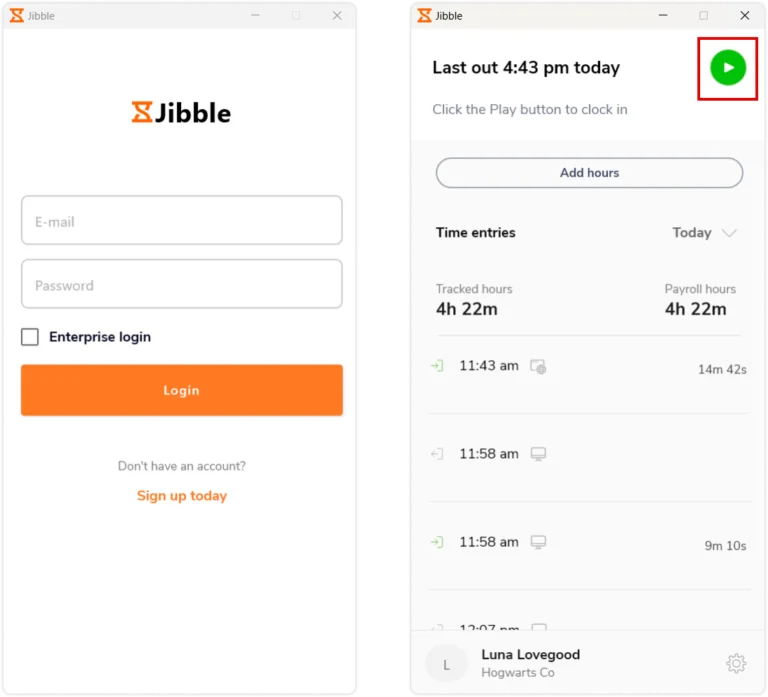 Anmeldung und Verwendung von Jibbles Desktop-Zeiterfassung