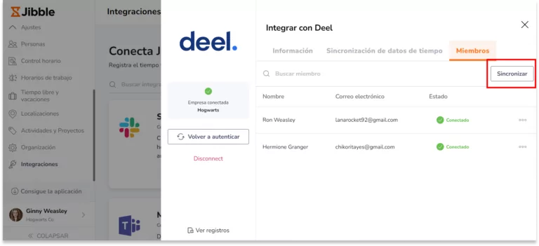 Haz clic en Ejecutar una comprobación para comprobar si tienes nuevos miembros en Deel que no coinciden con nombres completos o direcciones de correo electrónico en Jibble.