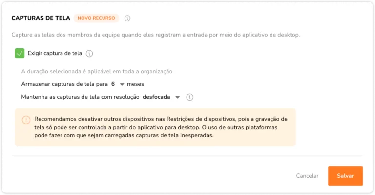 Time off policy screencapture settings