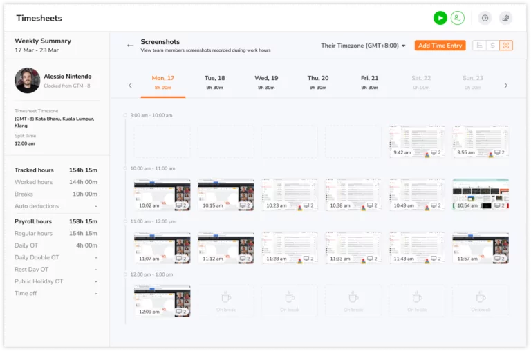 Viewing captured screenshots on the web app