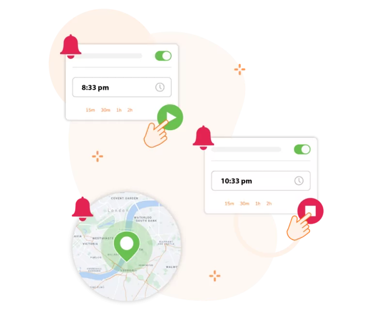 Time and location based reminders for attendance.
