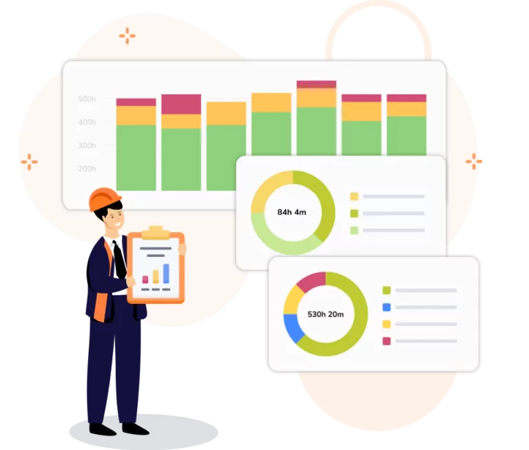 Visual charts displaying comprehensive attendance data in oil and gas rigs.