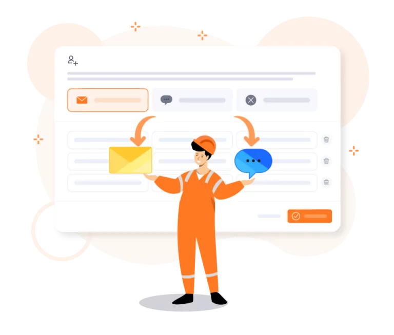 Onbparding via SMS, email, or link.