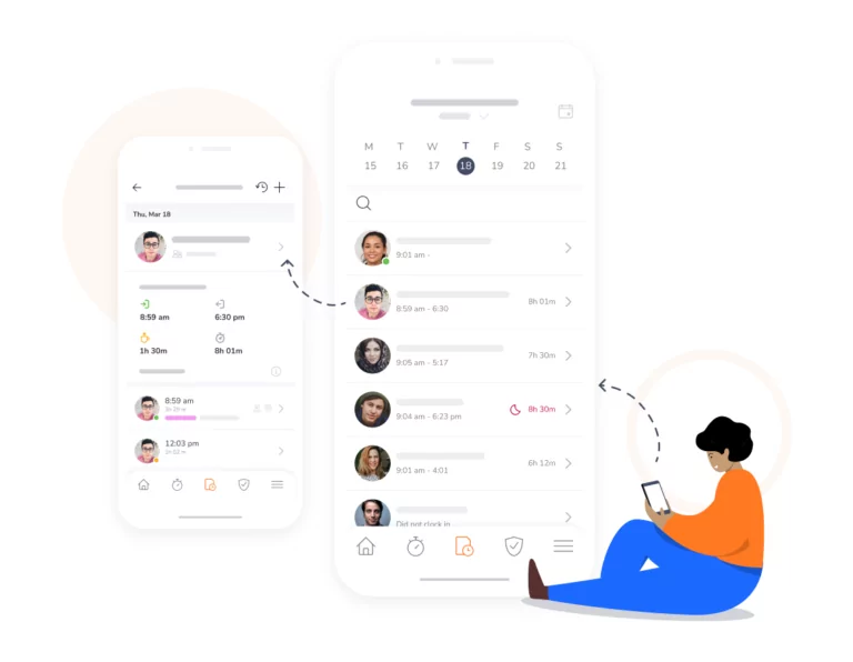 Schermata d'esempio delle funzioni dell'app per timesheet.