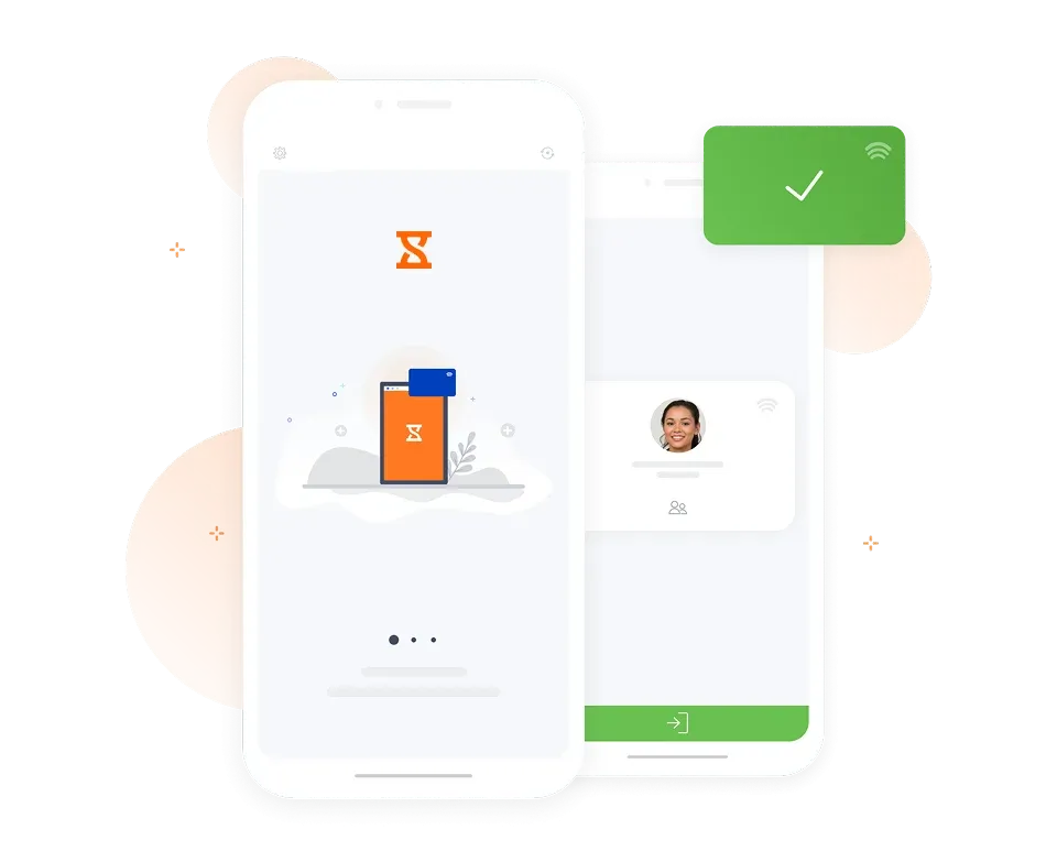 Registrazione presenza tramite carta d'identità o badge.