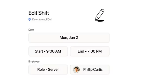 Bearbeiten von Schichten mit der 7shifts-App.