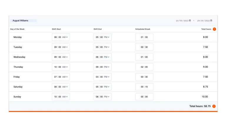 Calcolatore di timesheet online.