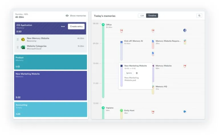 Panoramica dell'app per il monitoraggio degli straordinari di Timely