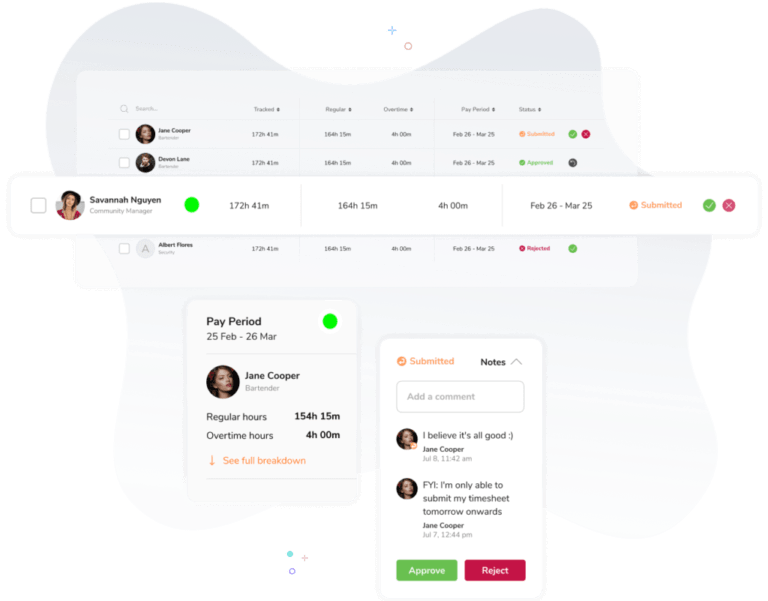 Timesheet con approvazioni.