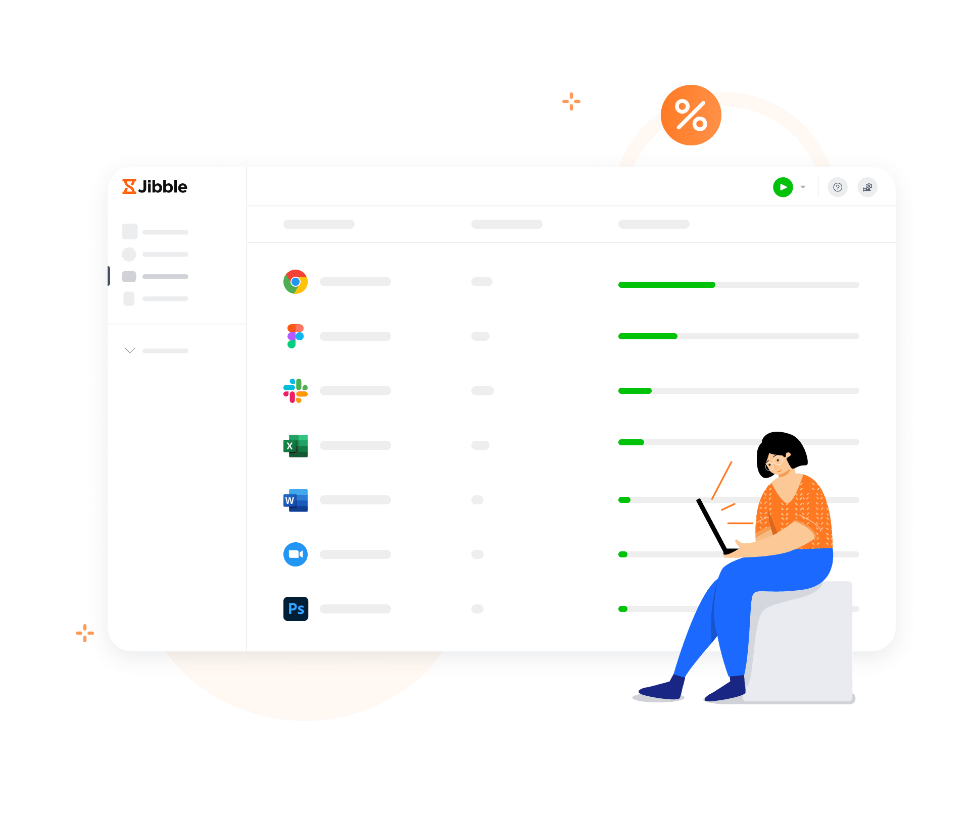 Analisi dei dati di tracciamento del time tracker per Windows.