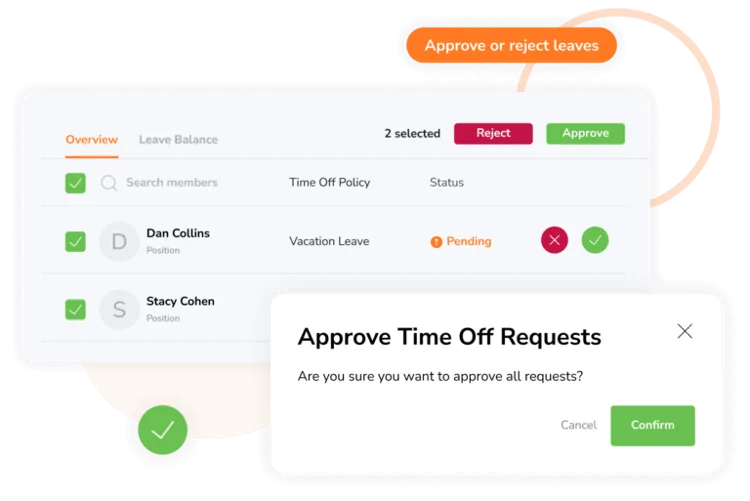 Taking action on leave requests on Jibble.