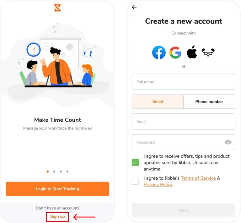 Joining as a new user on Android