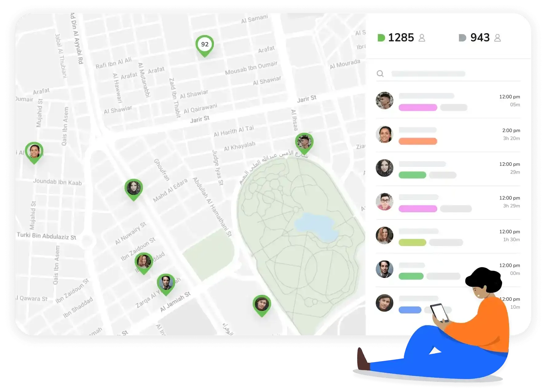 Localizzazione in tempo reale dei dipendenti.