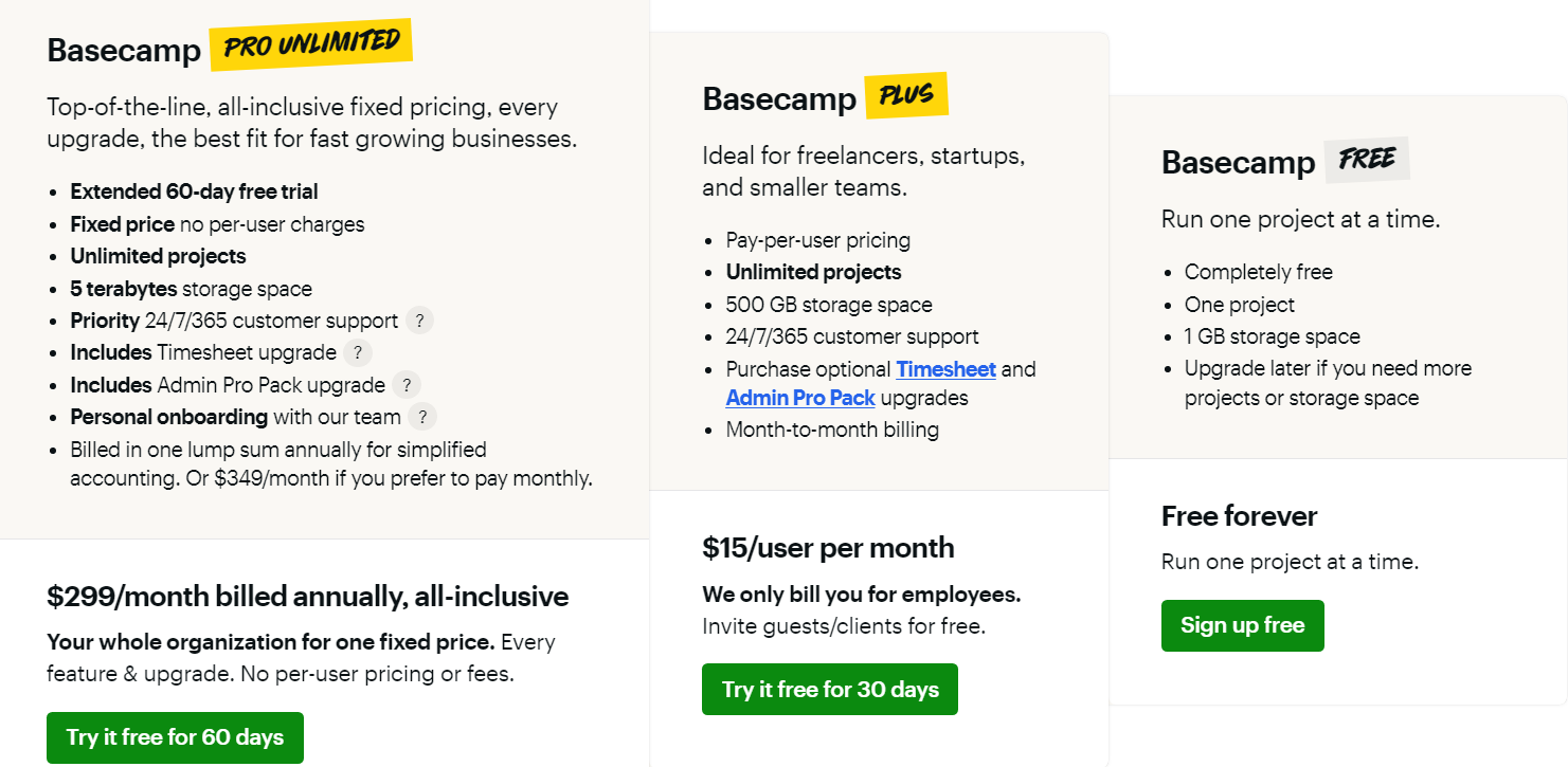 basecamp precio