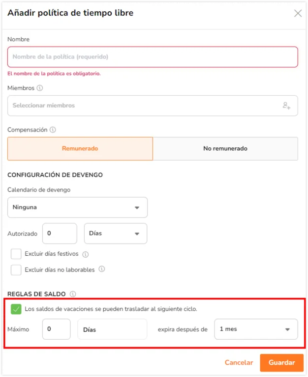 Número total de días