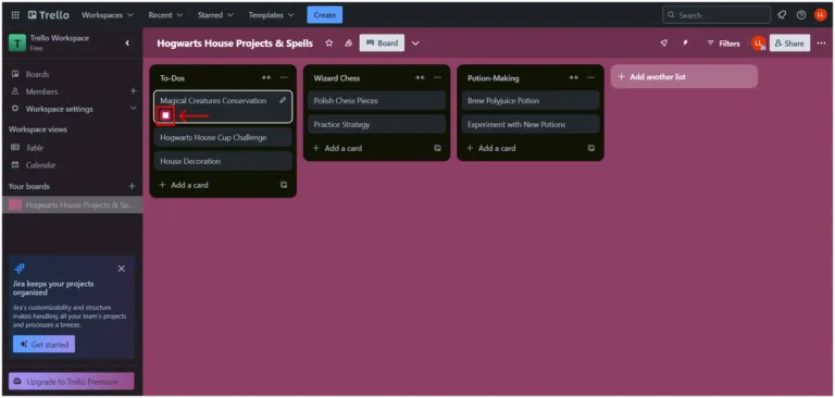 Rejestrowanie końca pracy w Trello za pomocą wbudowanego timera.