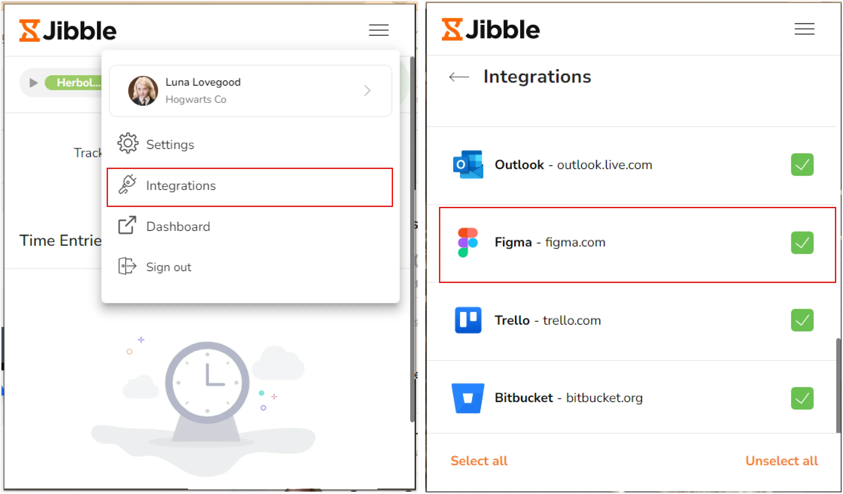 Dostęp do ustawień integracji w rozszerzeniu Chrome.